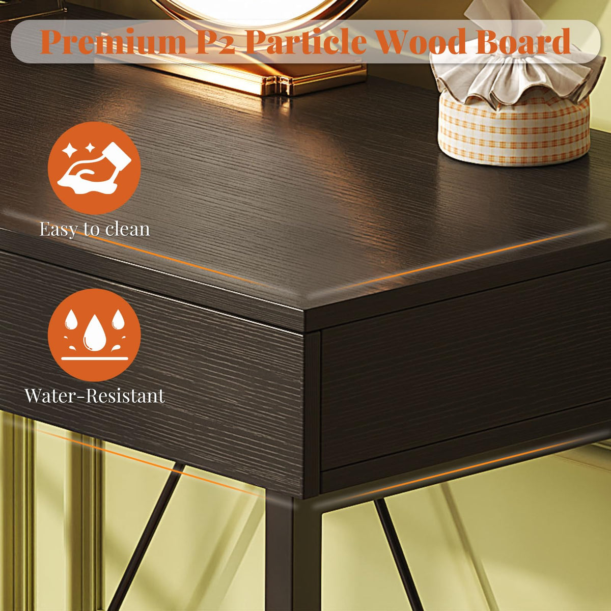 Black 40 Inch Small Desk with Wood Drawers L34205