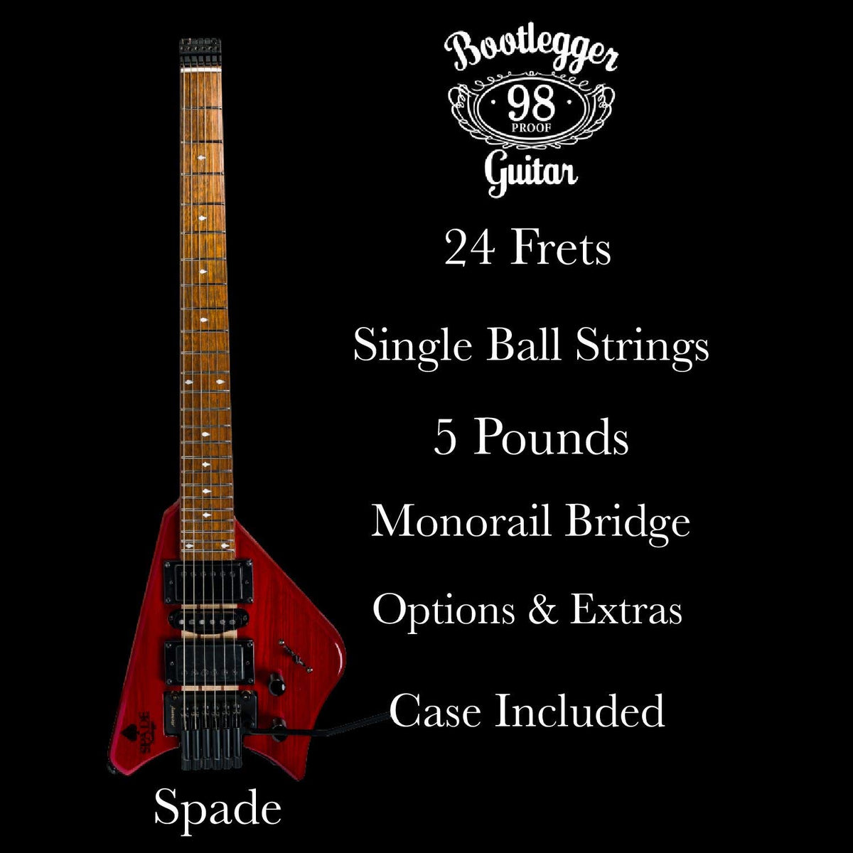 Headless Electric Travel Guitar with Hard Case E8342