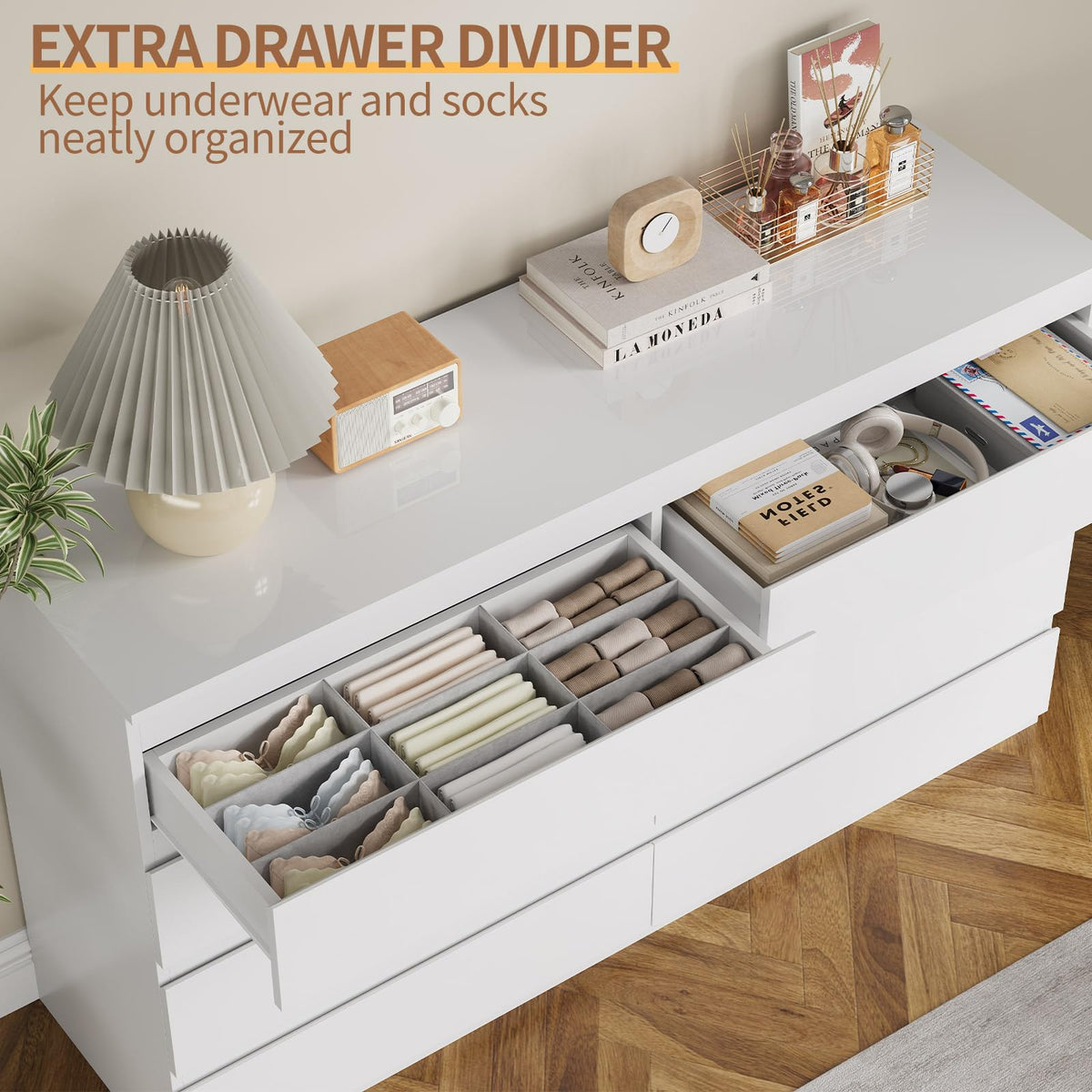 White 8 Drawer Wood Dresser B3124