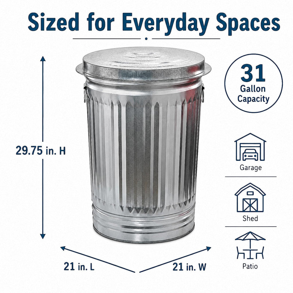 Galvanized Steel Trash Can with Locking Lid J2094