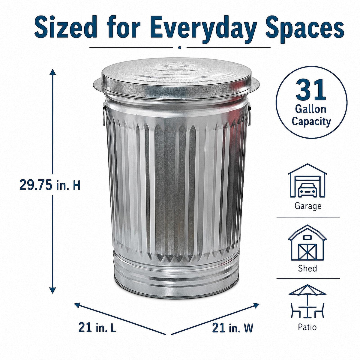 Galvanized Steel Trash Can with Locking Lid J2094