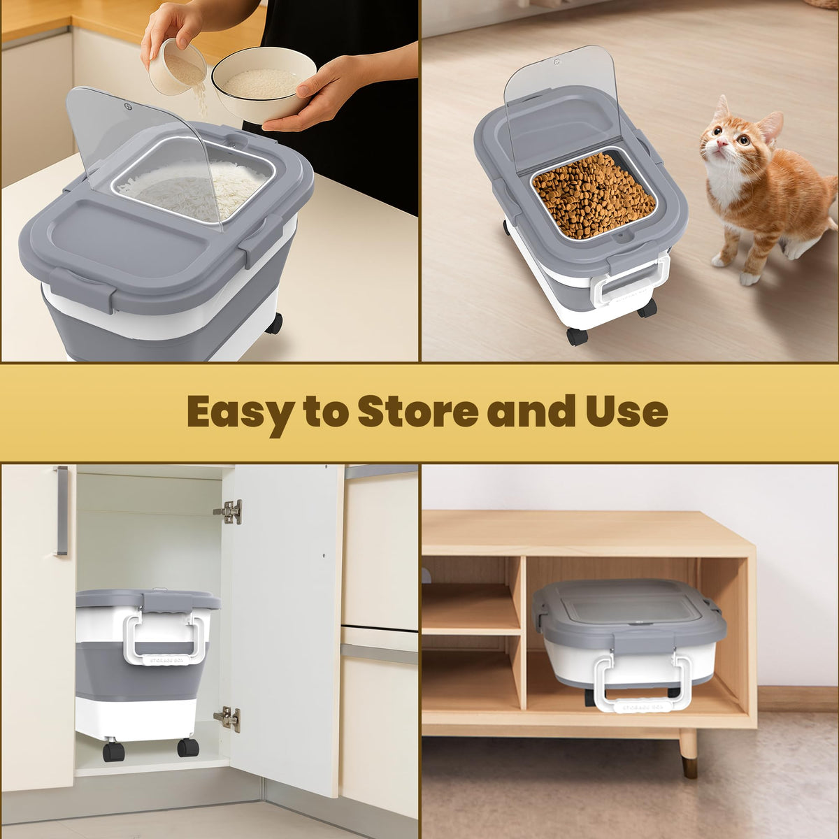 3 Pack Airtight Dog Food Storage Container with Bamboo Lids U7446