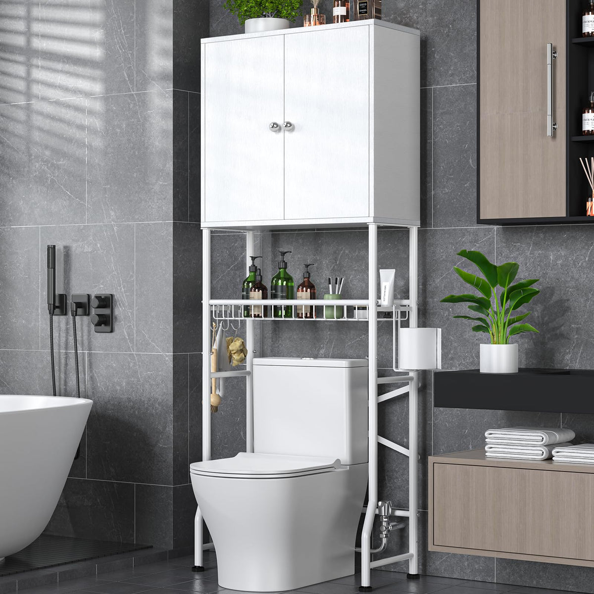 White 2-Door Over The Toilet Storage Cabinet C973