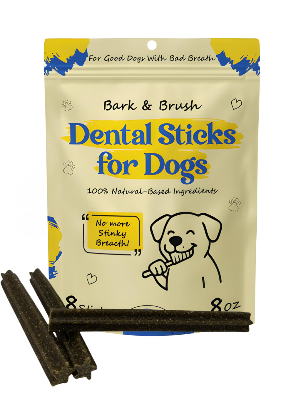 Natural Dental Chews for Dogs, Mint & Apple Flavor, 8 Count T43754