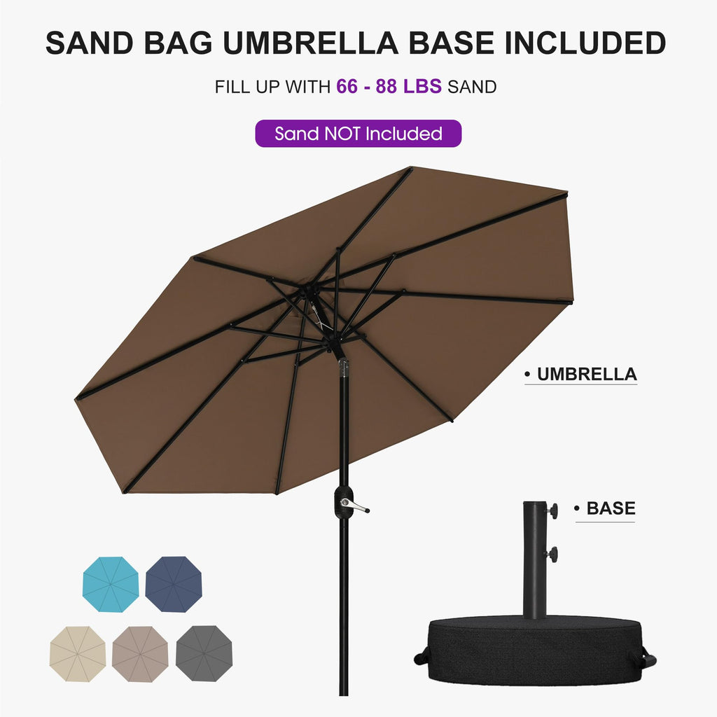 7.5' Aluminum Patio Market Umbrella with Base H6736