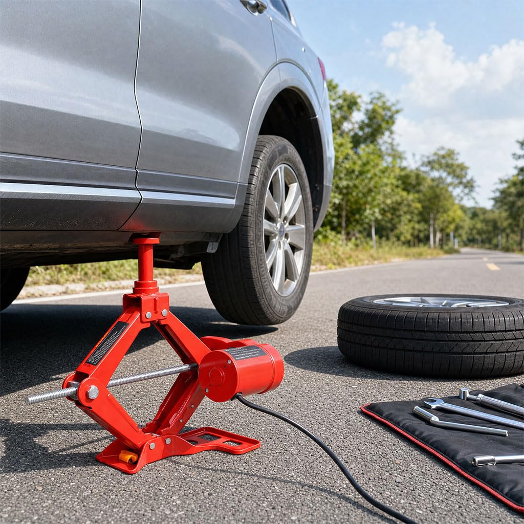 12V 3 Ton Electric Car Jack with Lug Wrench and Carrying Case F68041