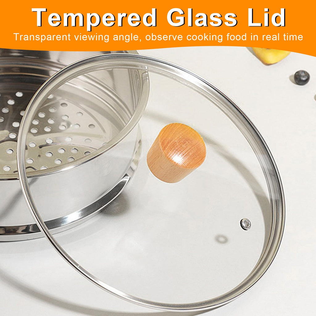 8 Inch Tempered Glass Pan Lid with Wooden Handle G1370