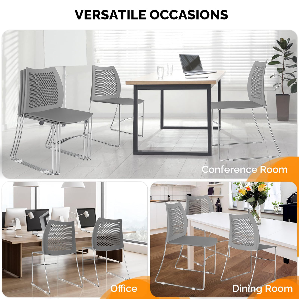 Grey Plastic Stacking Chairs O487862