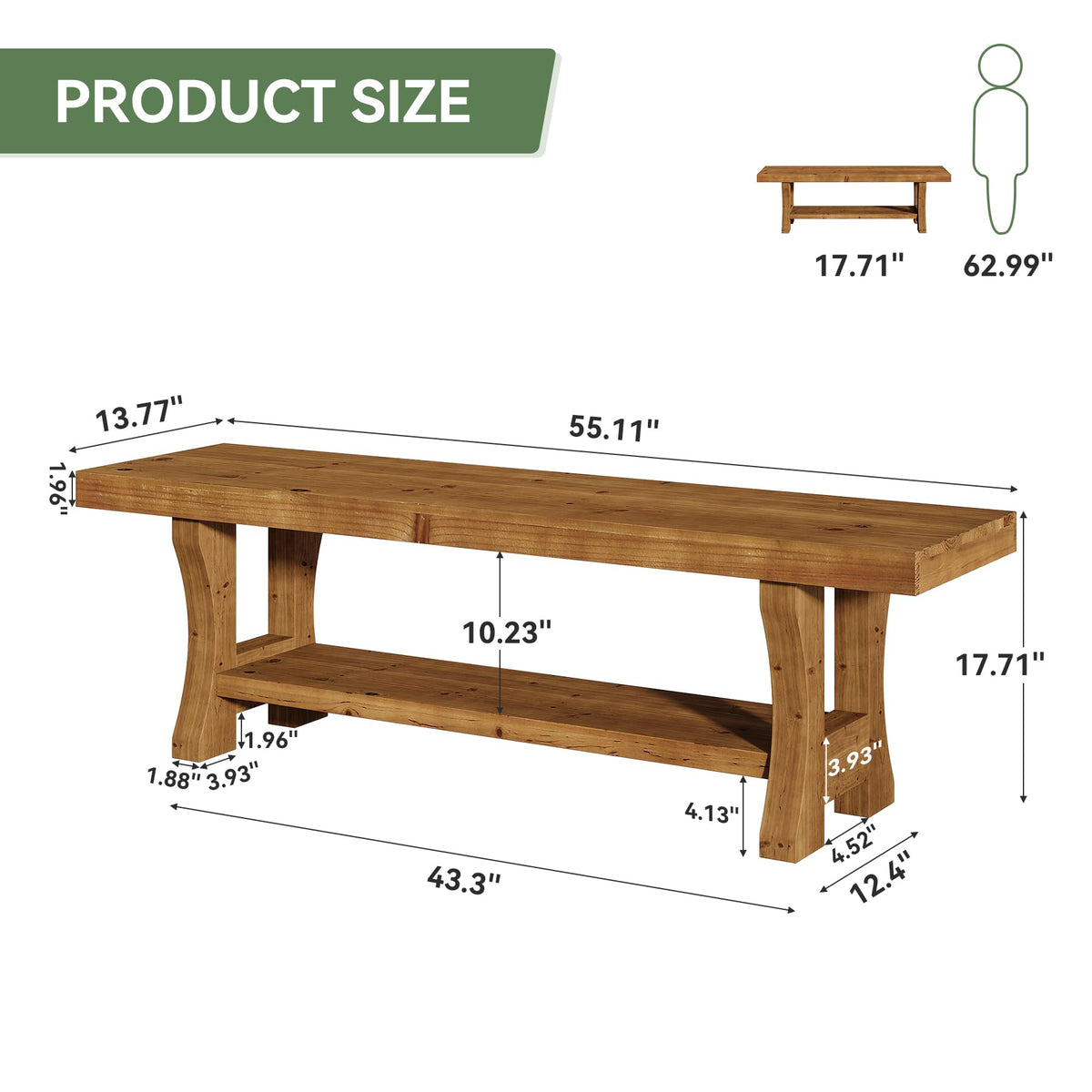Brown Solid Wood Entryway Bench S49771
