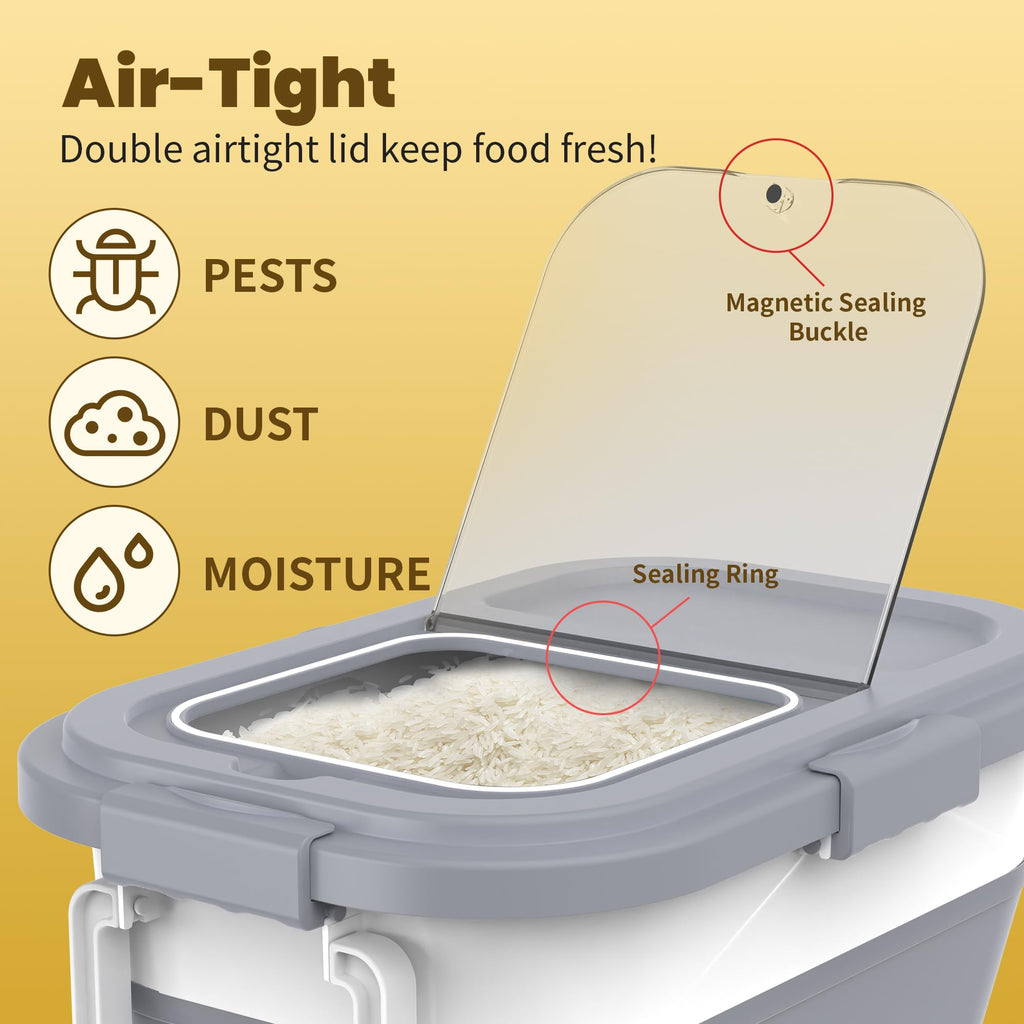3 Pack Airtight Dog Food Storage Container with Bamboo Lids U7446