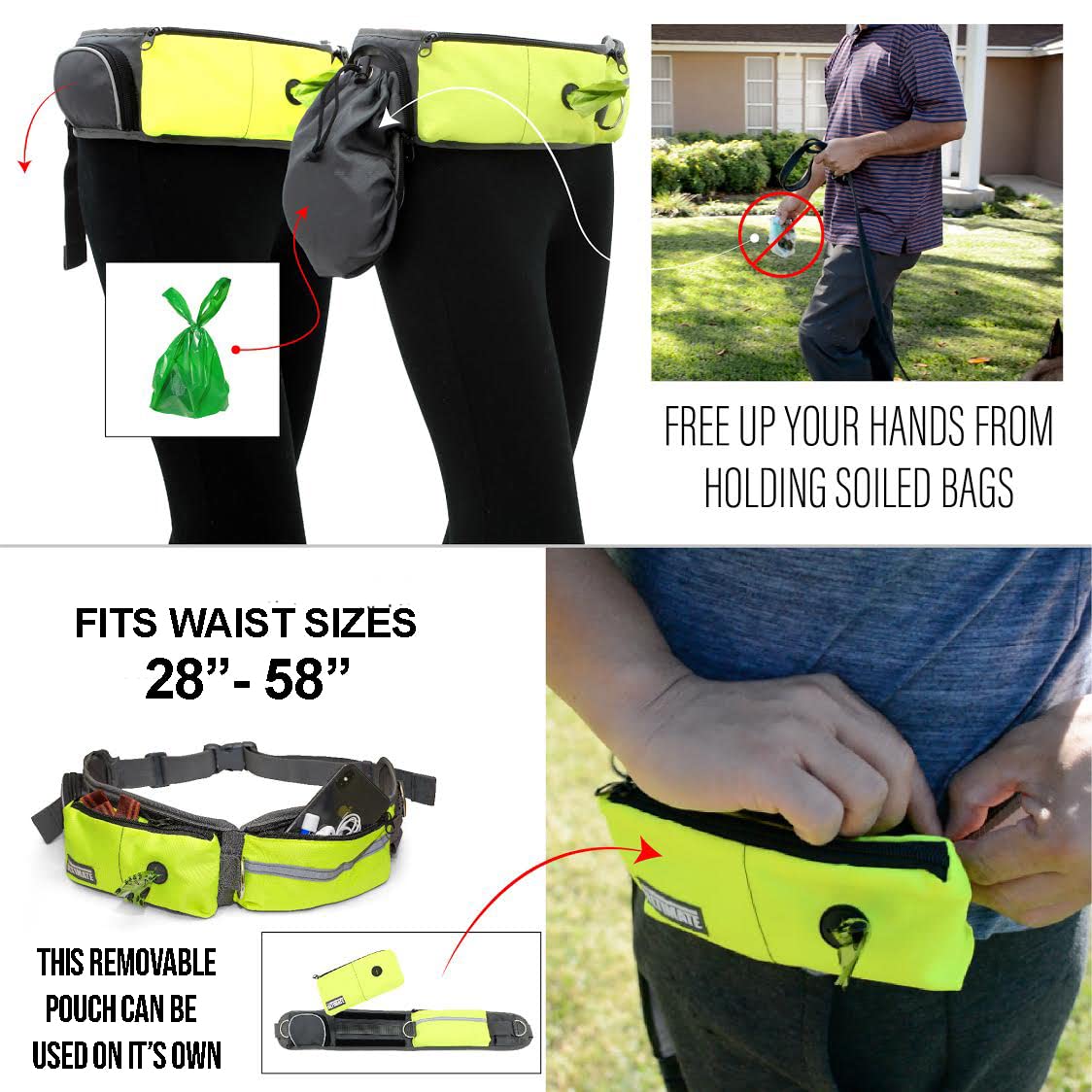 Hands Free Dog Leash with Reflective Bungee, Treat Holder, Poop Bag Dispenser T813320