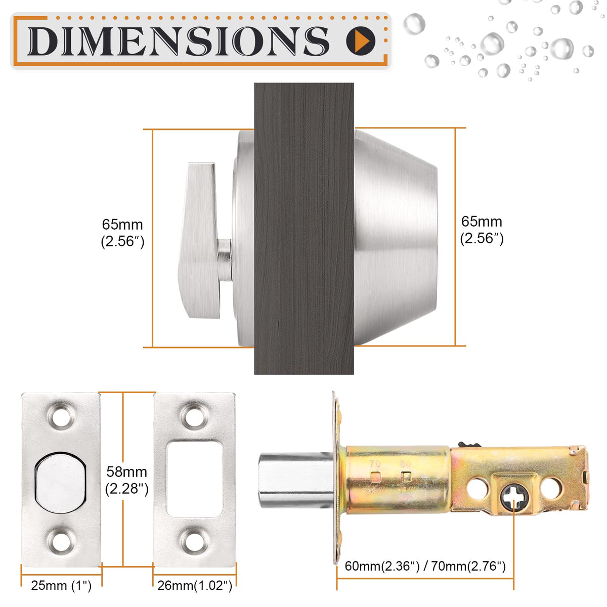 4 Pack Brushed Nickel Single Cylinder Deadbolts Z59076