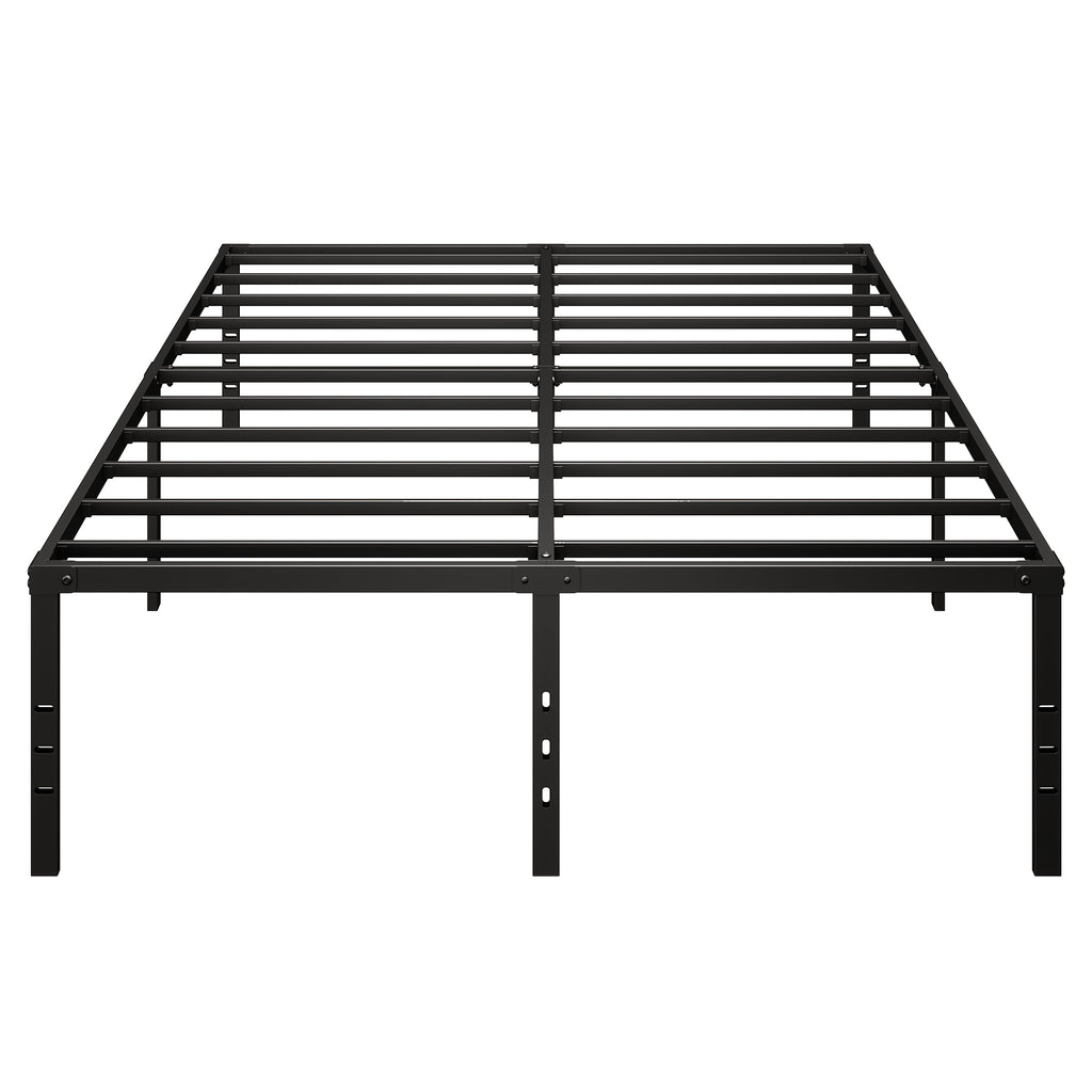 Queen Size Platform Bed Frame Steel Slat Support Black Z7781