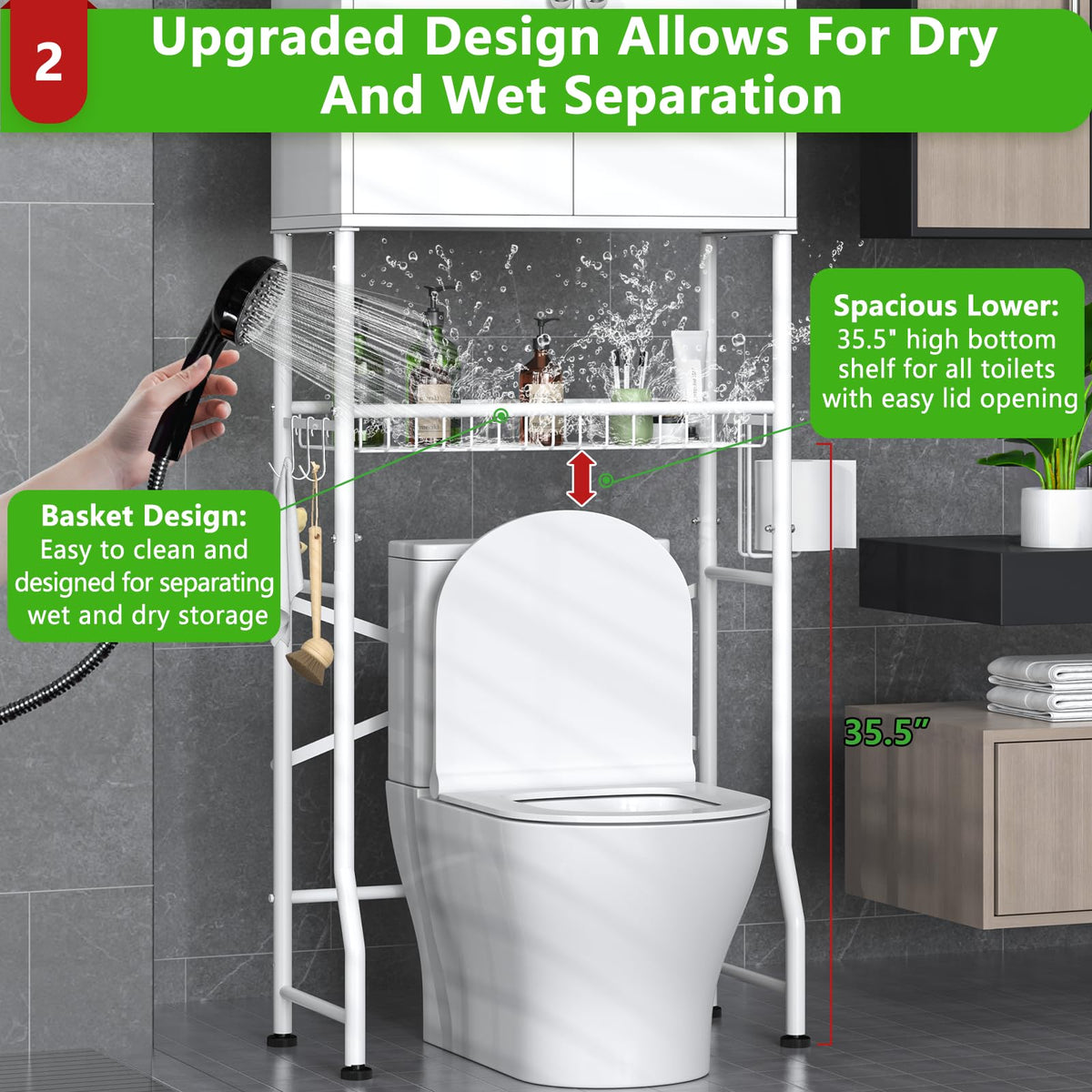 White 2-Door Over The Toilet Storage Cabinet C973