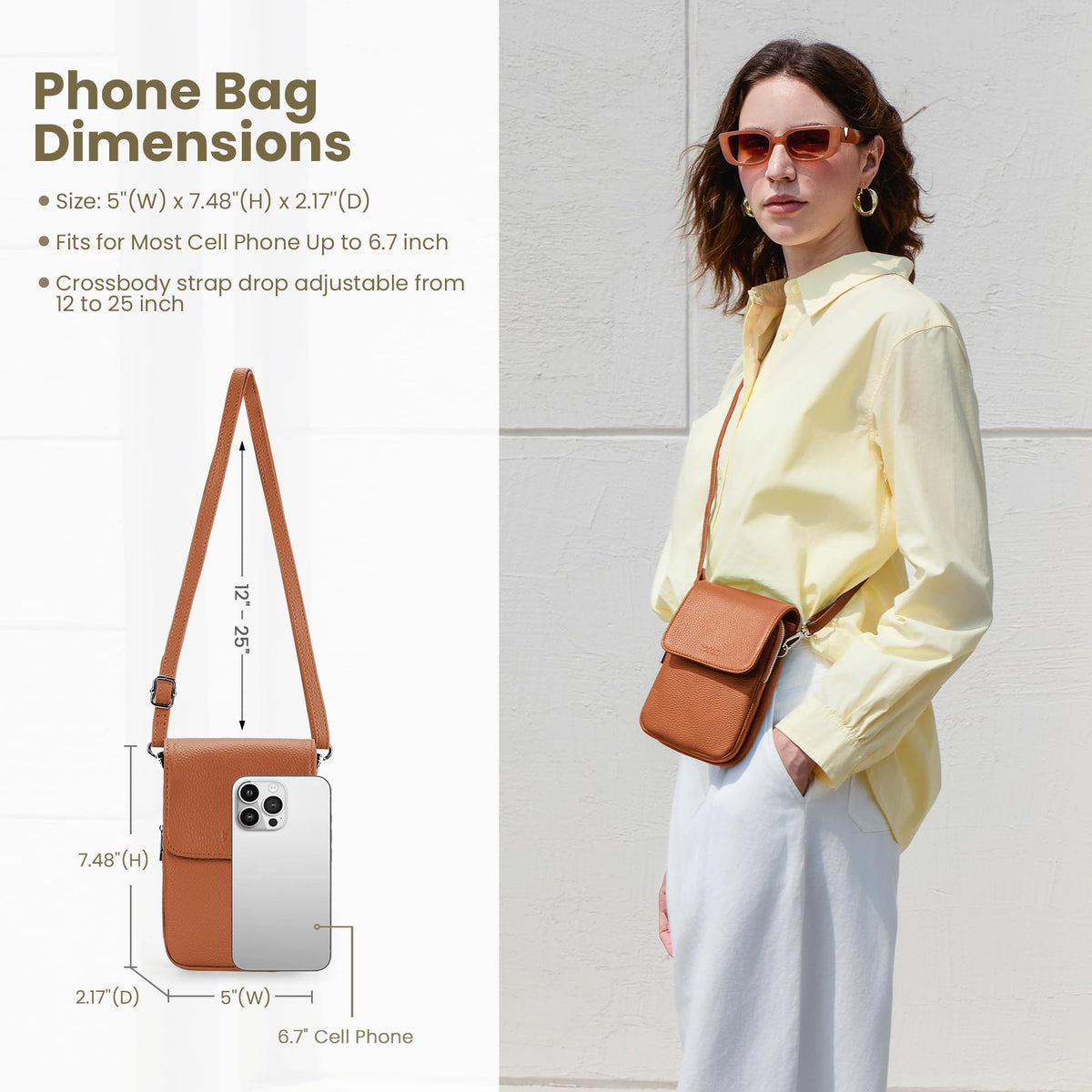 Genuine Leather Crossbody Bag with RFID Blocking Card Slots N146081