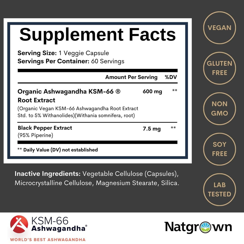 Ashwagandha 600mg Capsules 60 Count W943369