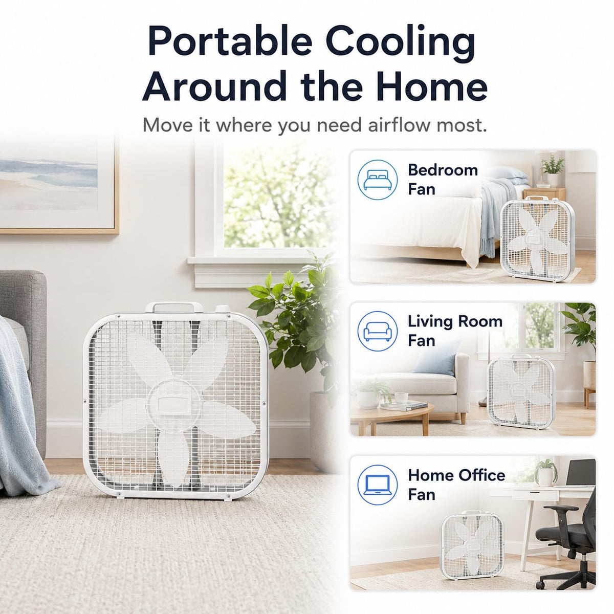 20 Inch 3 Speeds Box Fan O3614