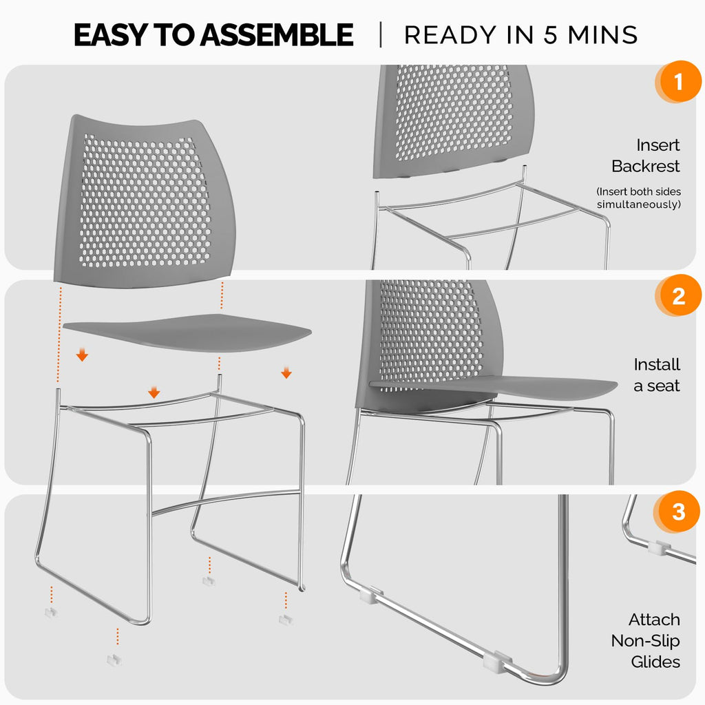 Grey Plastic Stacking Chairs O487862