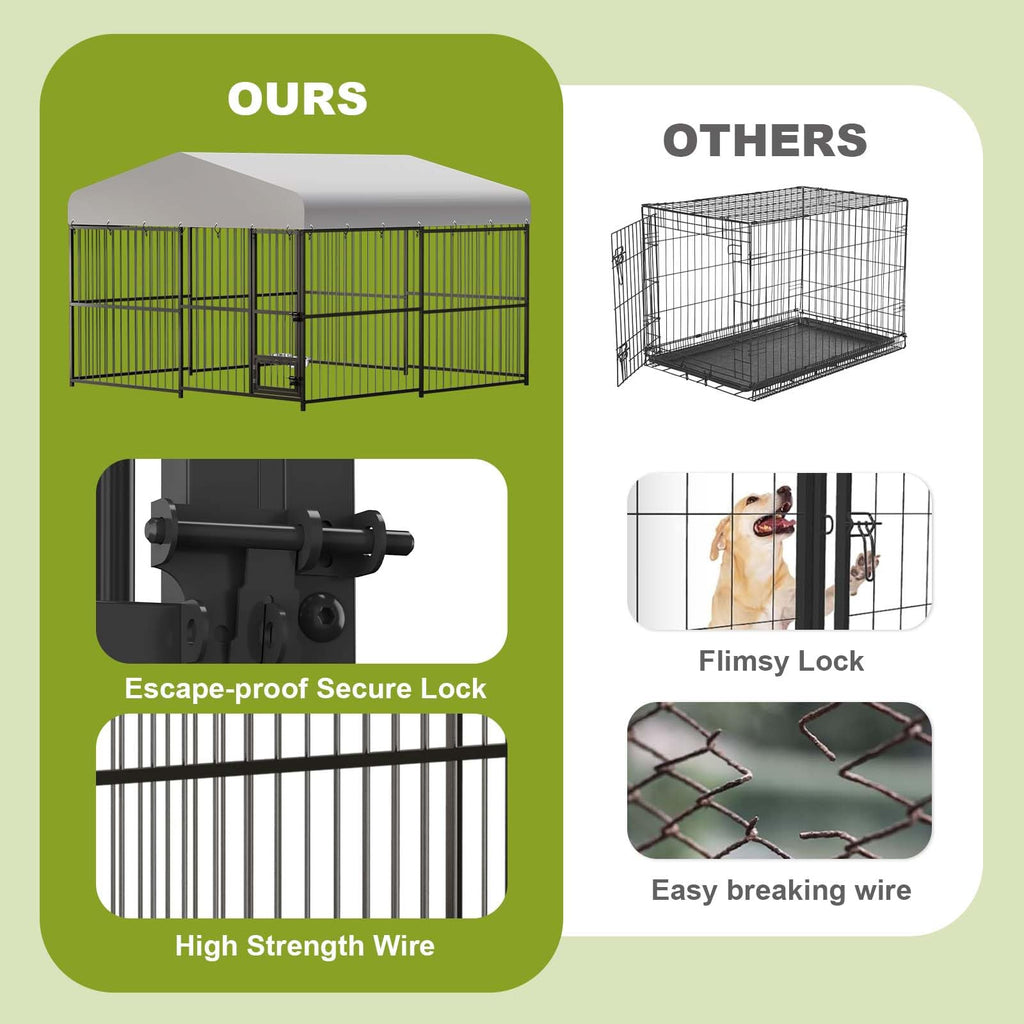 10 x 10FT Heavy Duty Metal Outdoor Dog Kennel with Roof J32337