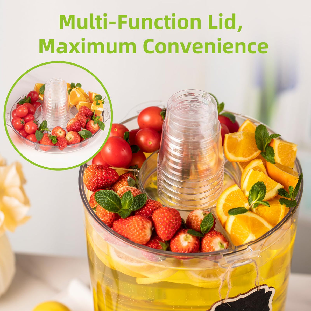 2 Gallon Drink Dispenser with Multi-Function Lid R71882