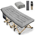 Portable Camping Cot Extra Wide with Thick Mattress Grey X3468