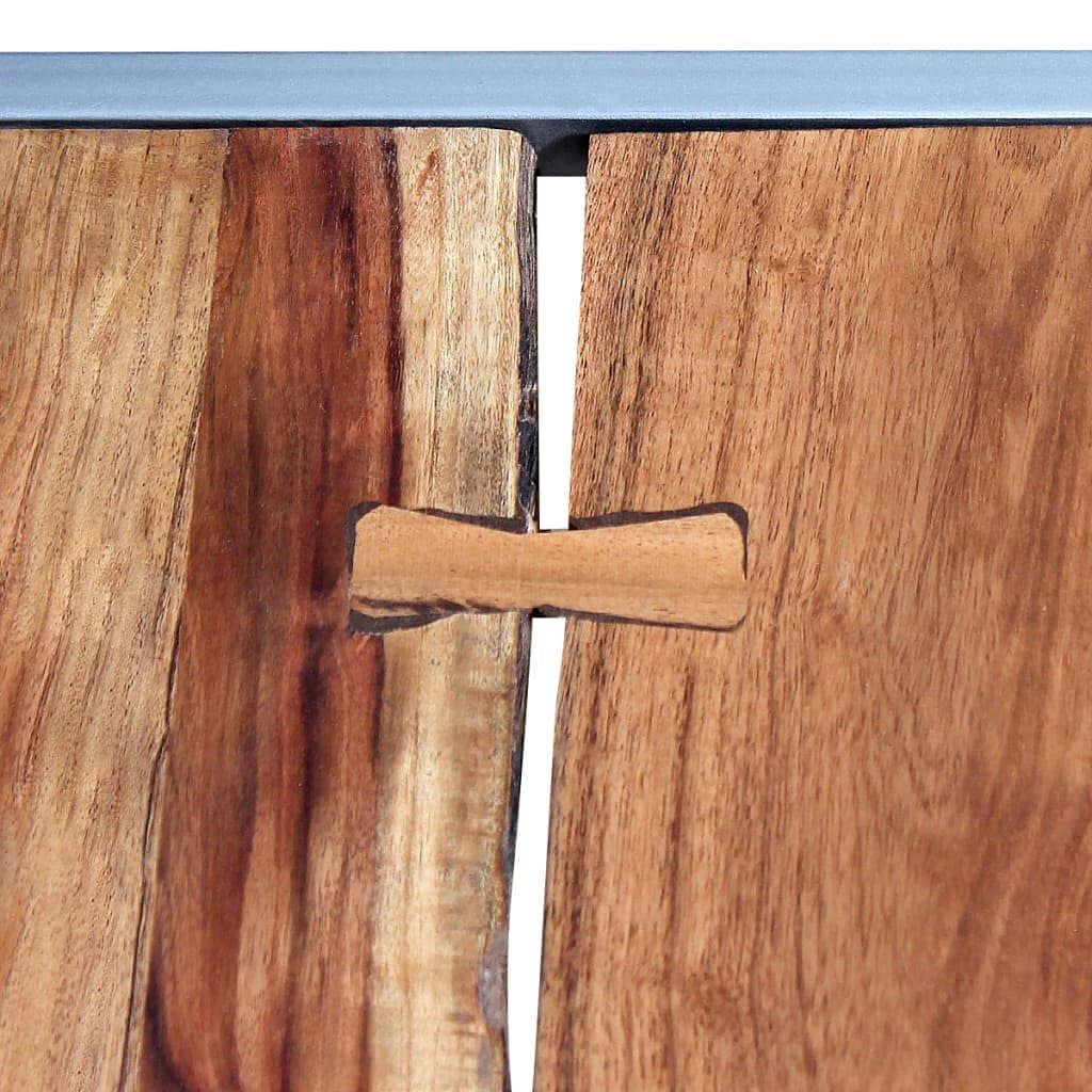 Brown Square Acacia Wood Steel Coffee Table Set of 2 V388