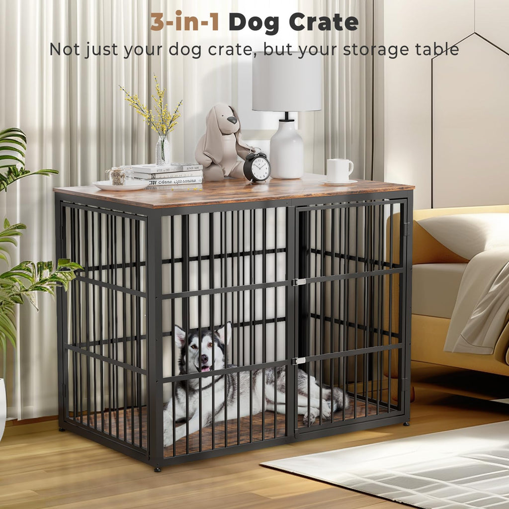 48'' XXL Dog Crate Furniture with 3 Doors U127386