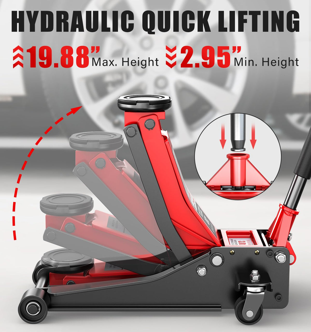 Low Profile Hydraulic Floor Jack 6600lbs Dual Piston Y164898