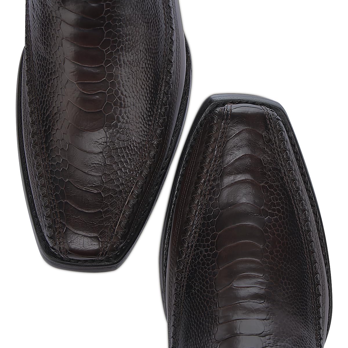 Brown Ostrich Leg Leather Cowboy Boots L18353