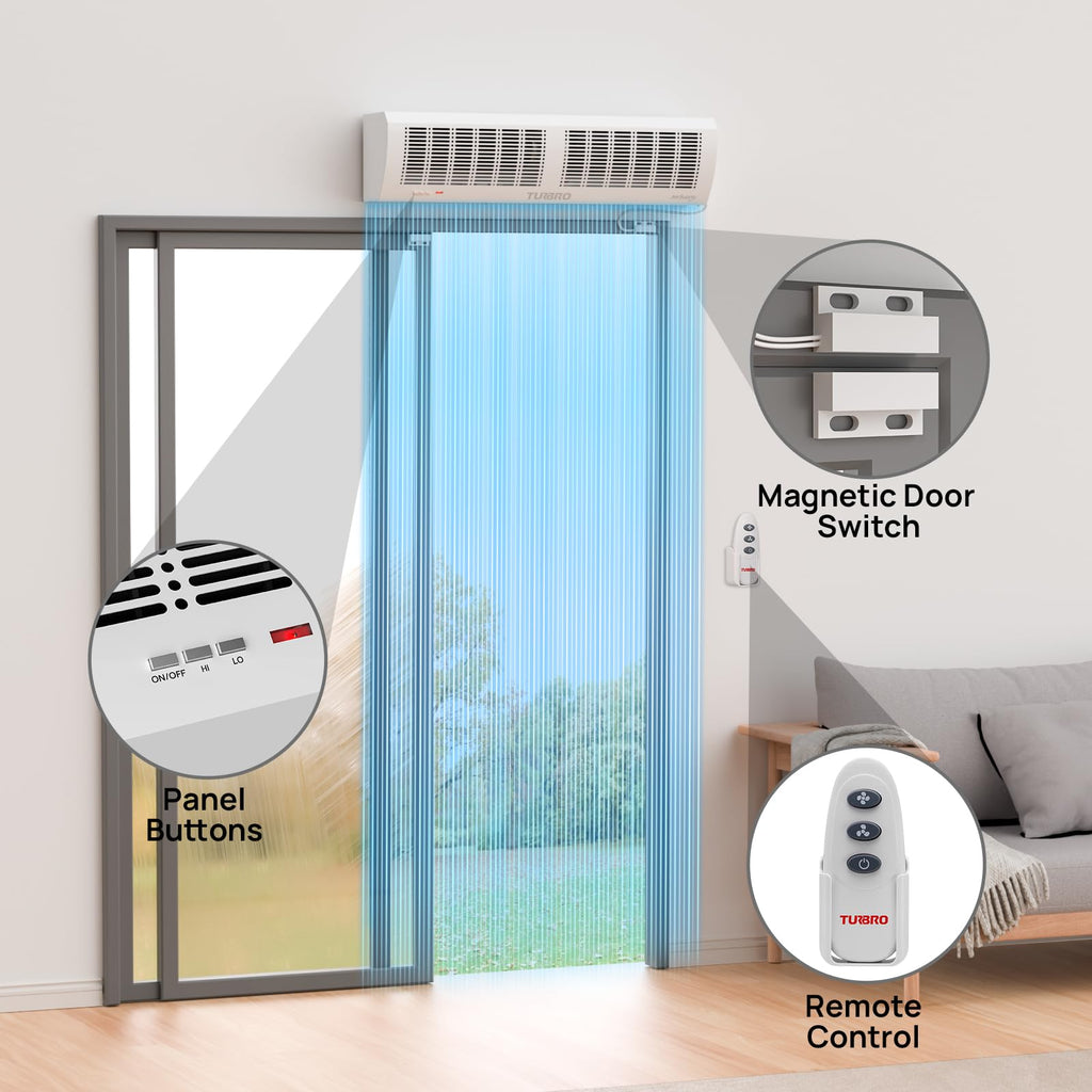 36-Inch Wall-Mounted Air Curtain Fan with Magnetic Switch E416957