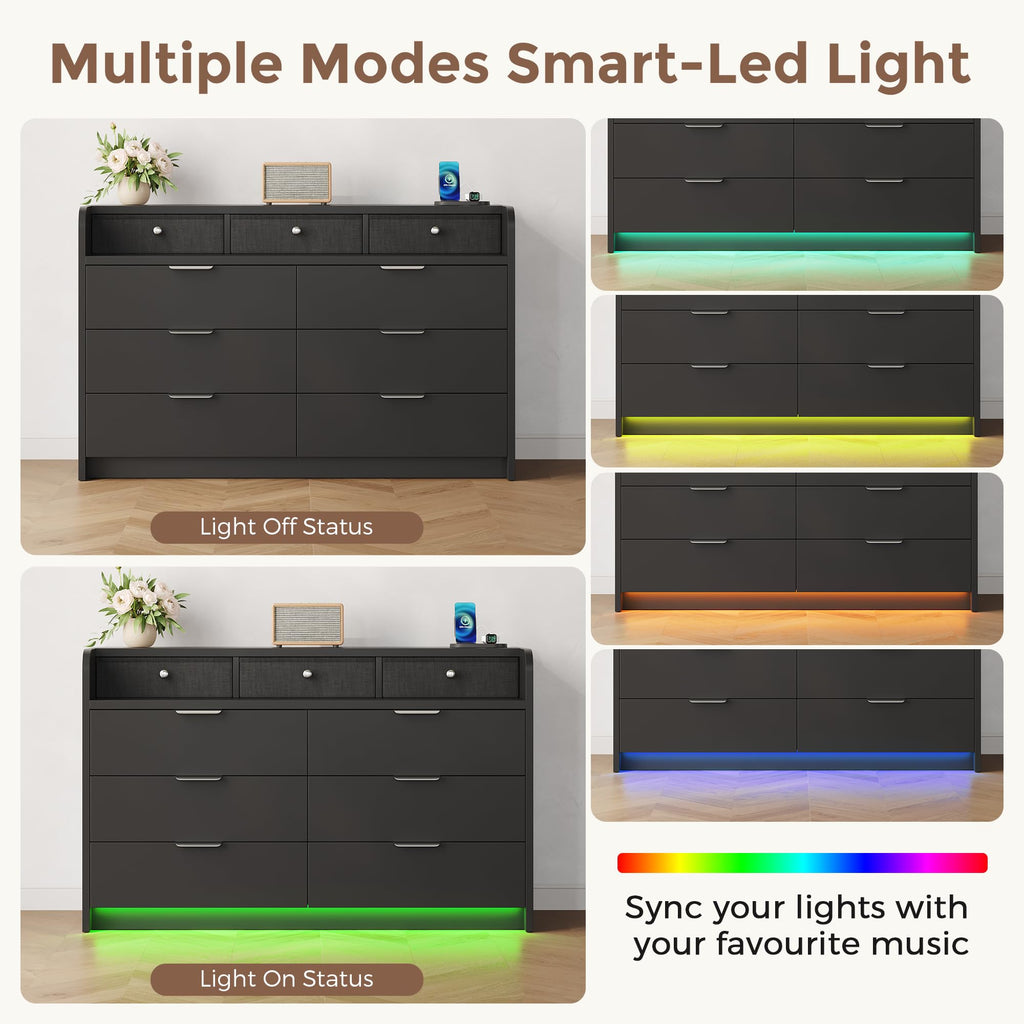 Black 9 Drawer Wood Dresser X1332