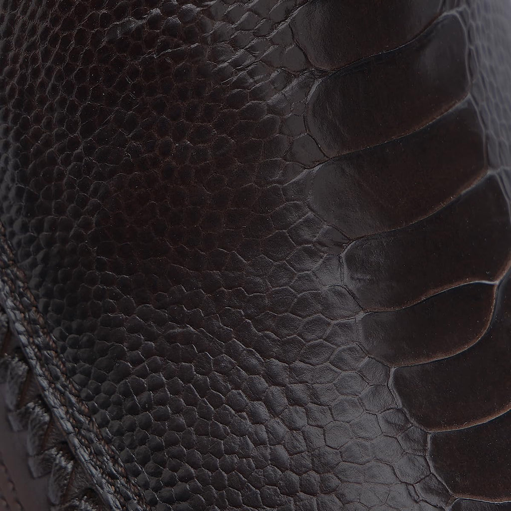 Brown Ostrich Leg Leather Cowboy Boots L18353