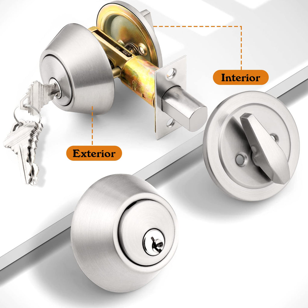 4 Pack Brushed Nickel Single Cylinder Deadbolts Z59076