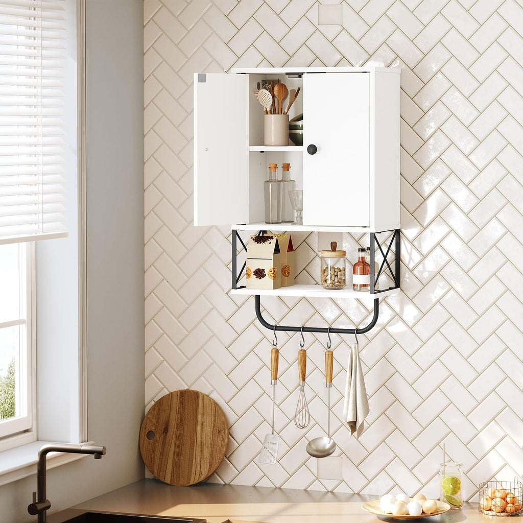 White 2 Door Wall Mounted Bathroom Cabinet with Adjustable Shelf A8949
