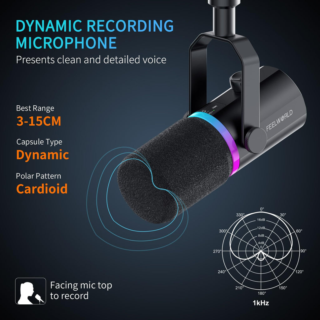 Black Metal Dynamic Microphone with Boom Arm H982526