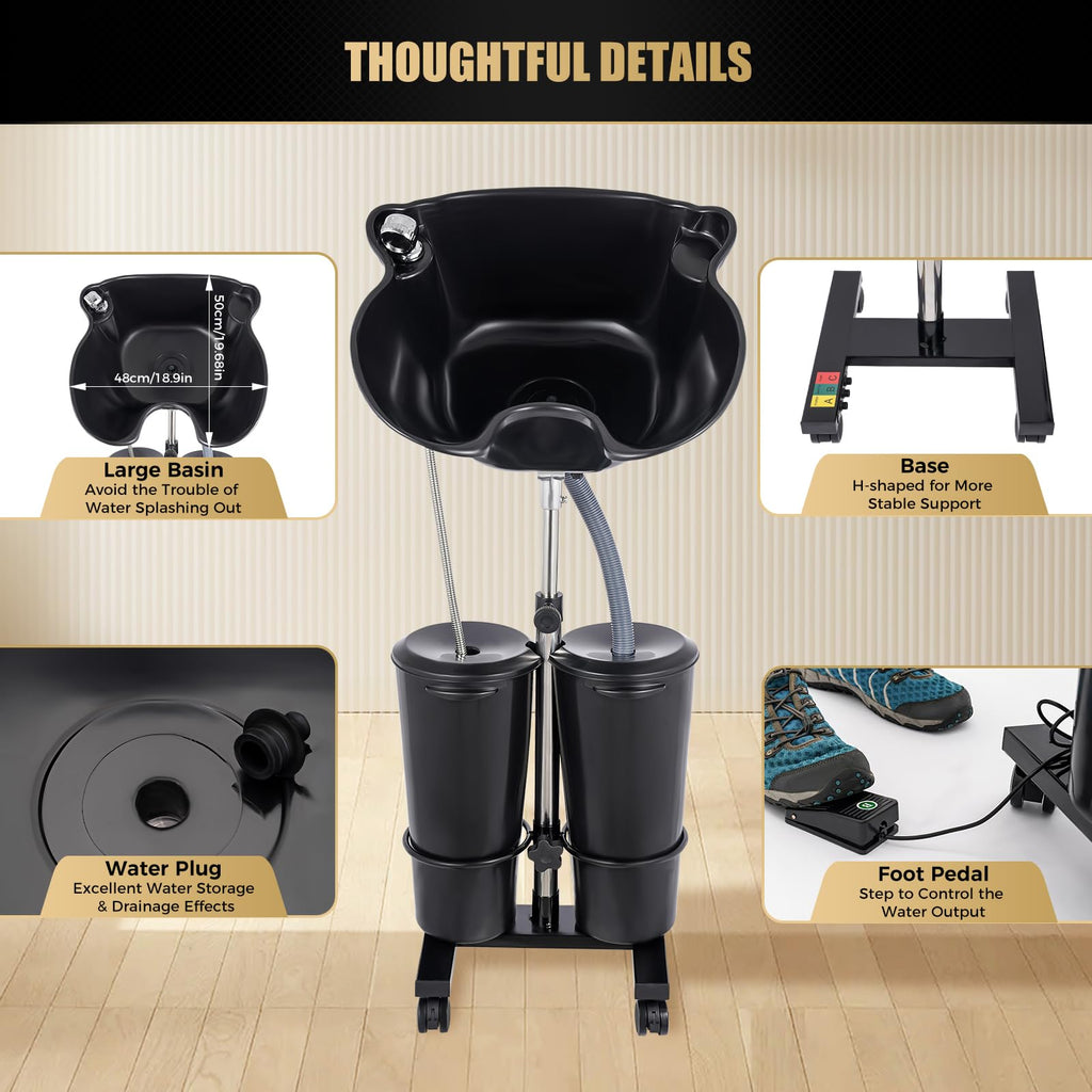 Electric Double Bucket Salon Sink Portable Shampoo Bowl Y2133