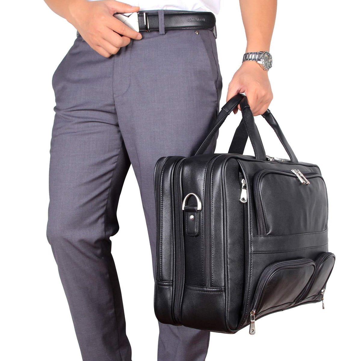 Cowhide Leather 17.3 Inch Messenger Bag Laptop Briefcase L182192