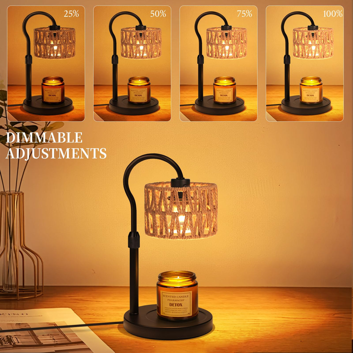 Adjustable Candle Warmer Lamp with 2 Bulbs W307