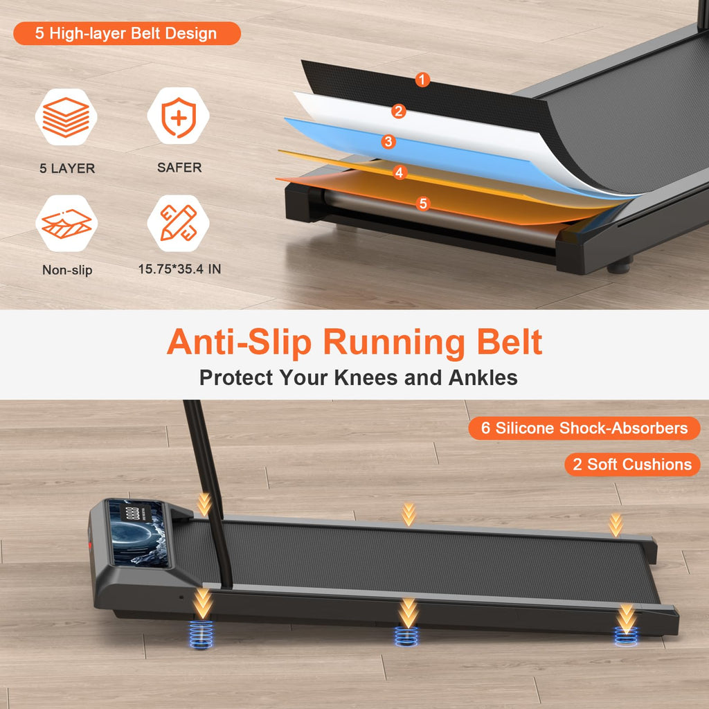Walking Treadmill Pad with Adjustable 8% Incline and Handle Bar V816713