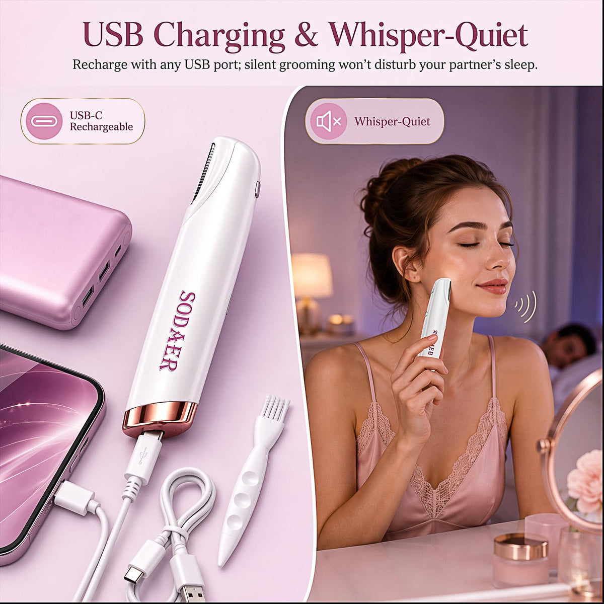 Facial Hair Remover with LED Light T316