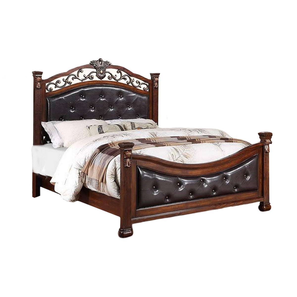 California King Button Tufted Upholstered Bed E8587