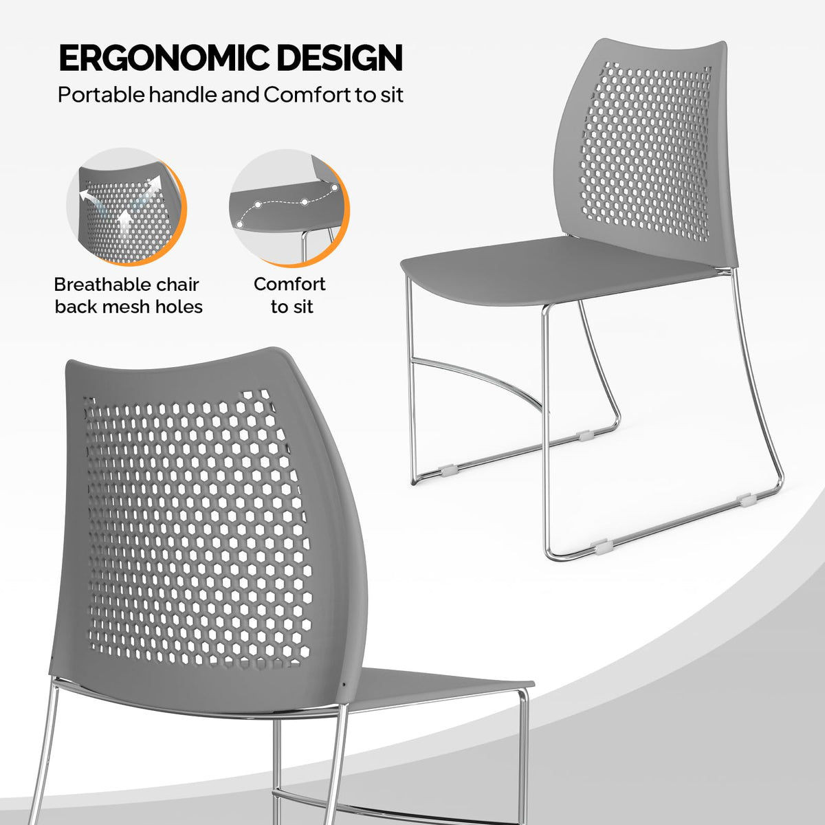 Grey Plastic Stacking Chairs O487862