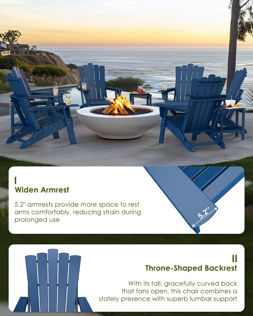 Blue Folding Adirondack Chairs Set of 2 Y83676