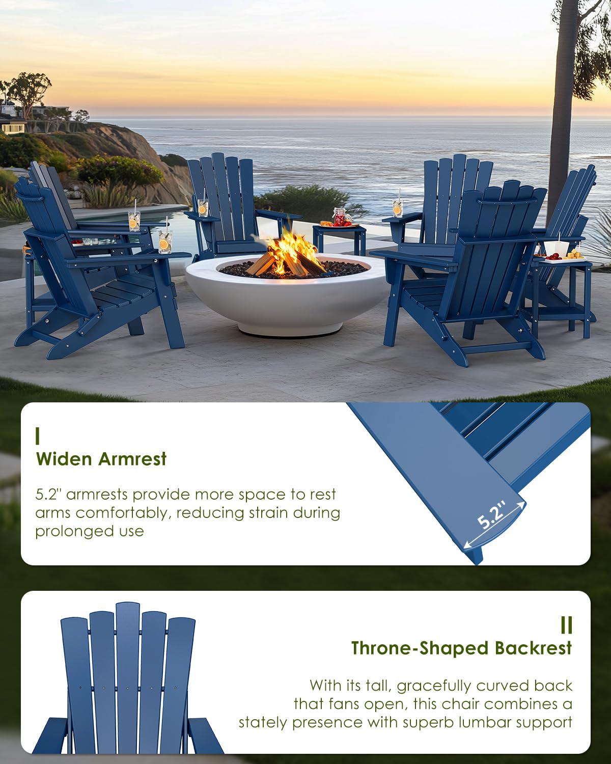 Blue Folding Adirondack Chairs Set of 2 Y83676