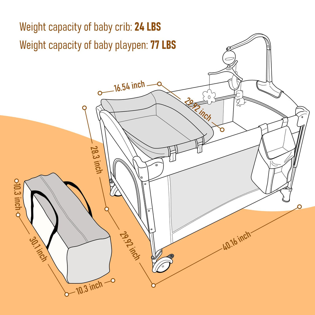 5-in-1 Convertible Baby Crib Bassinet Playpen L21174
