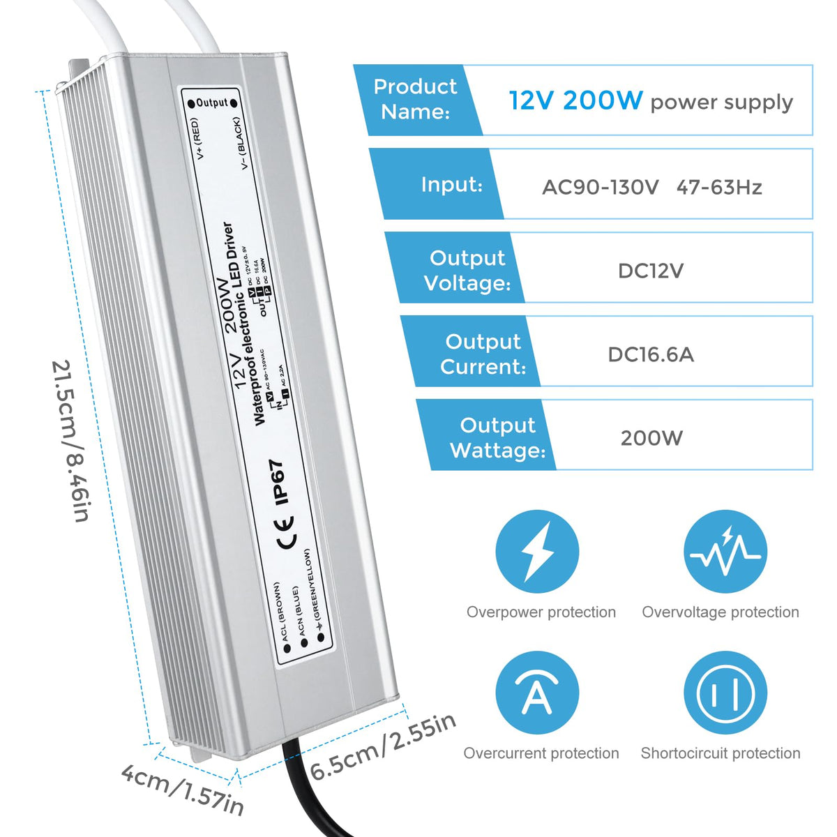 200W 12V IP67 Waterproof LED Power Supply Transformer X735977