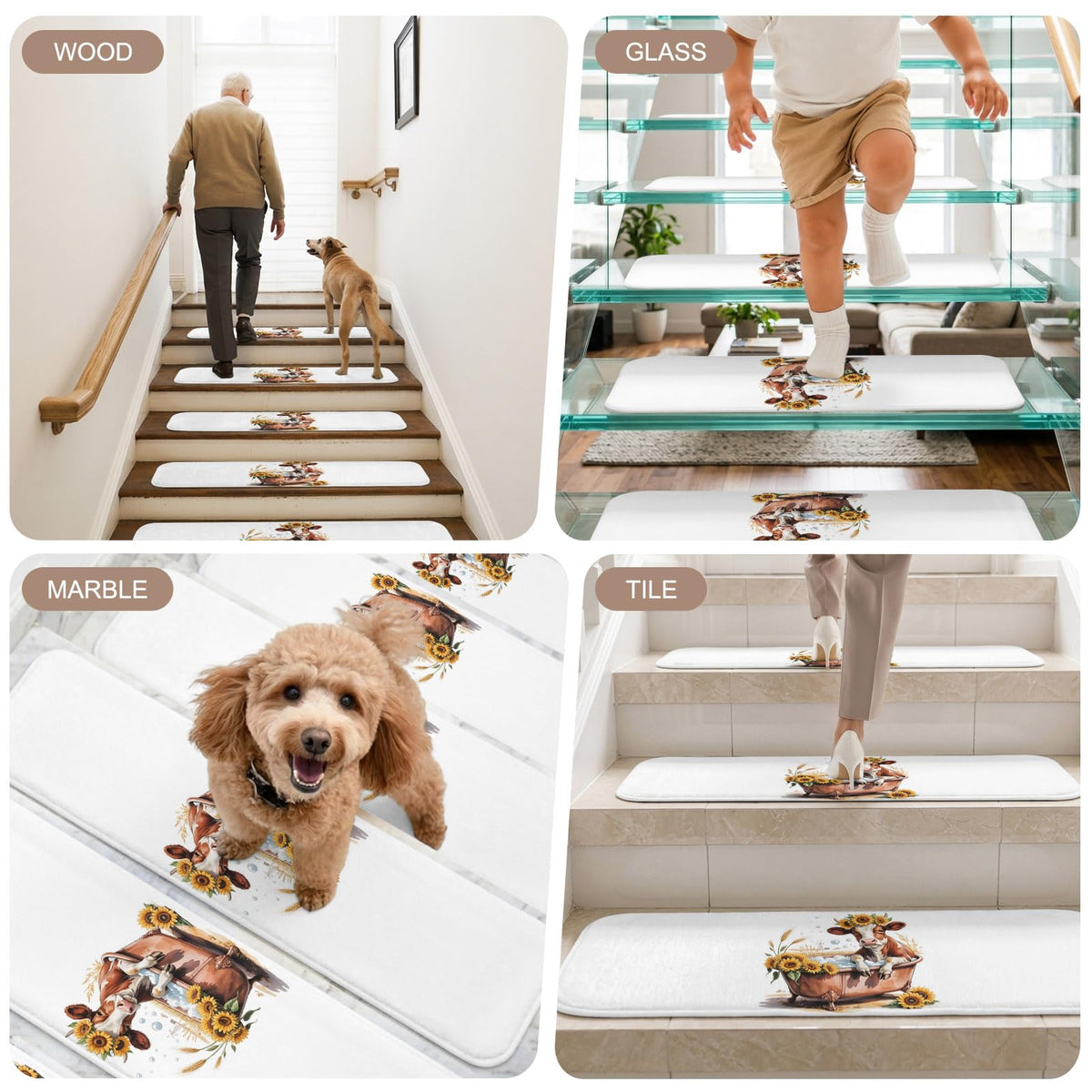 Yellow and White Non Slip Stair Treads 15 Pack X710467