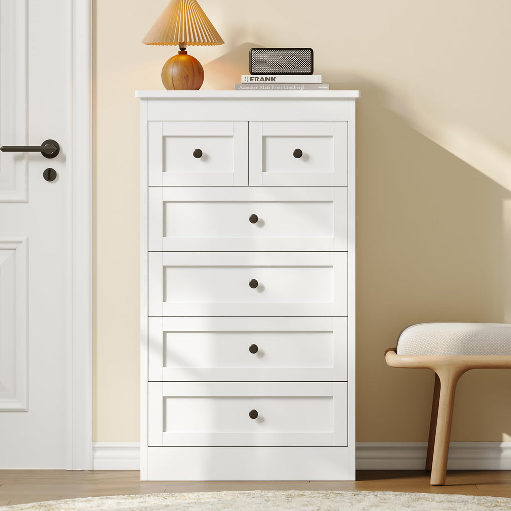 White 6 Drawer Wood Dresser P167528