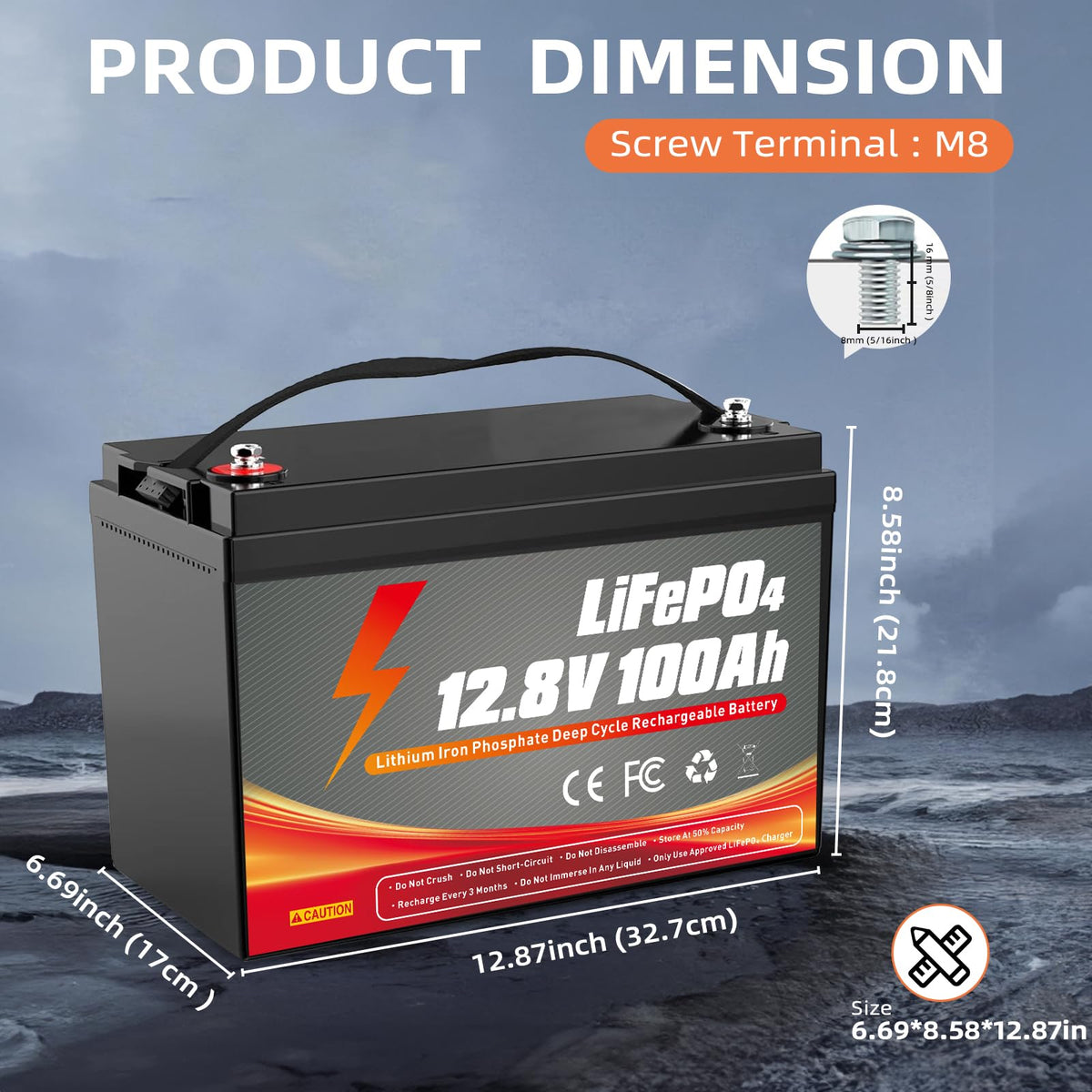12V 100Ah LiFePO4 Battery C1828