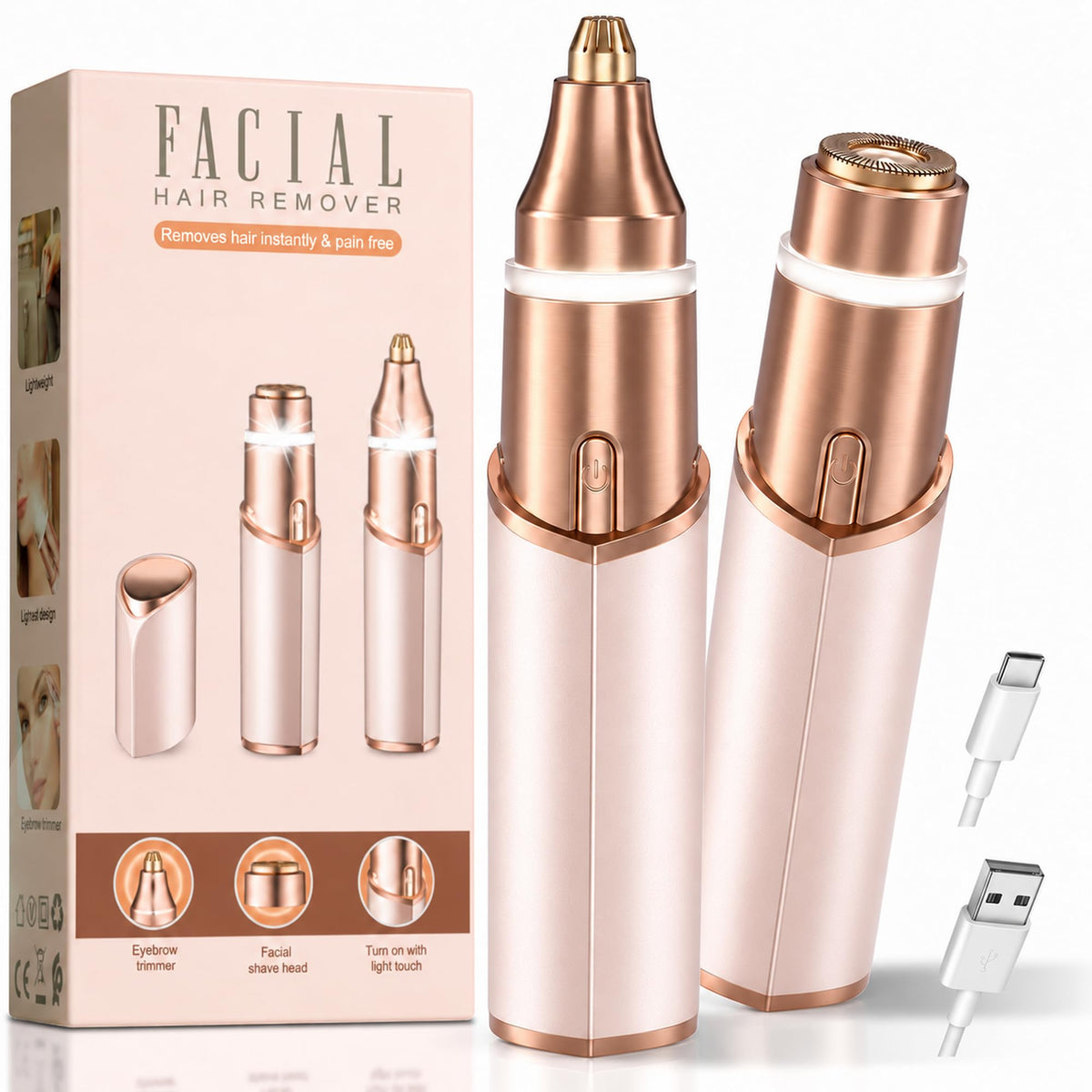 2 in 1 Electric Face Shaver with LED Light F3410